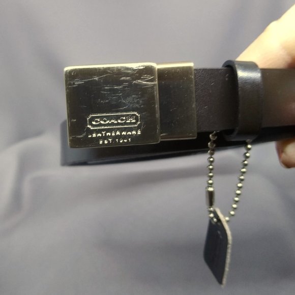 Genuine Leather Black Coach Belt - Unique Style, Vintage (90s) - 19"to 32" - Picture 5 of 7